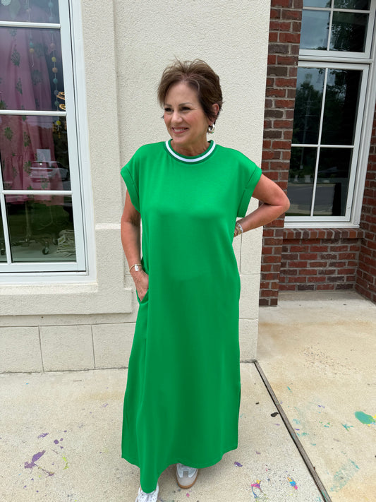 Kelly Green Side Slit Maxi Dress