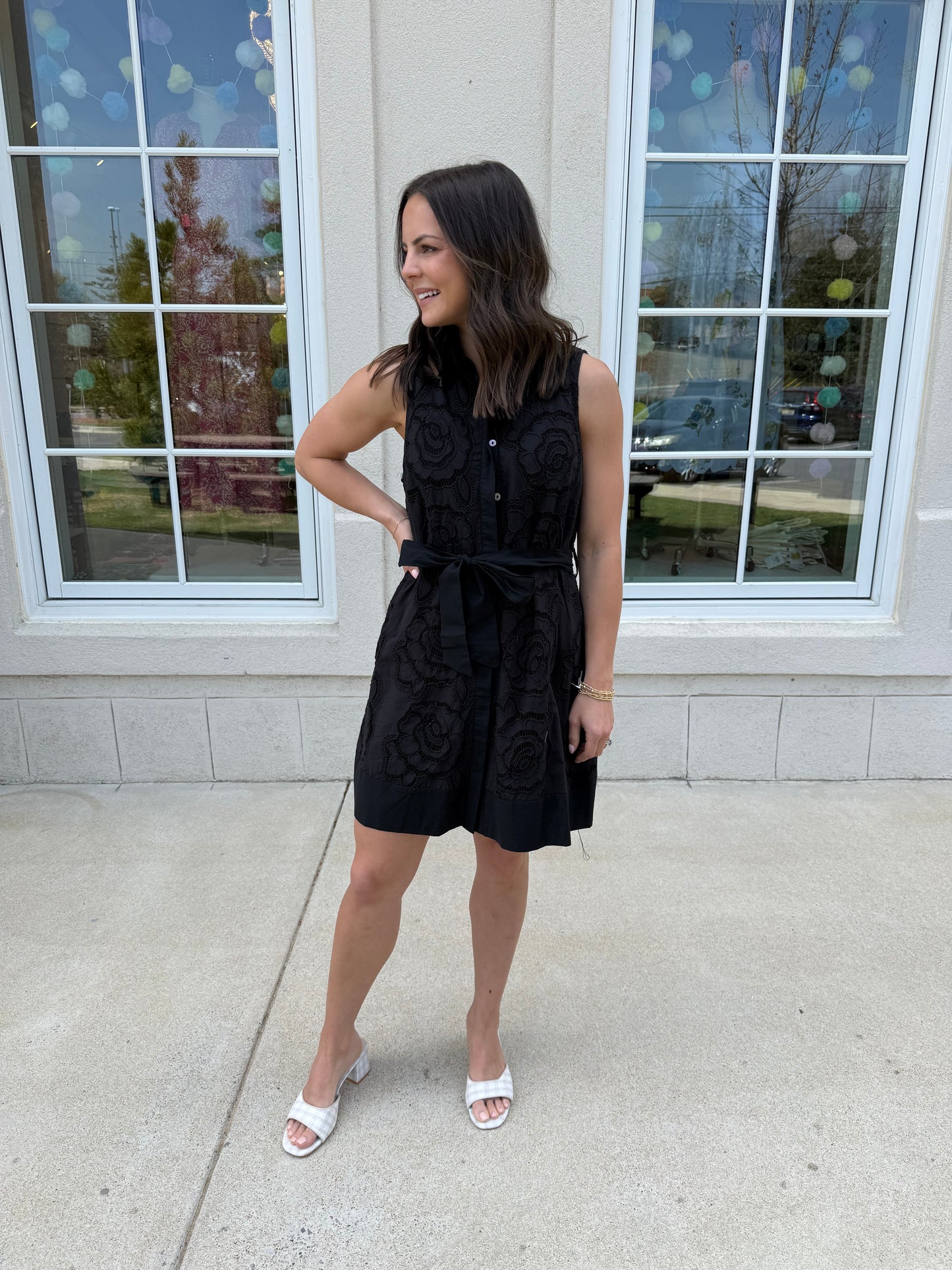 Black Floral Lace Mini Dress