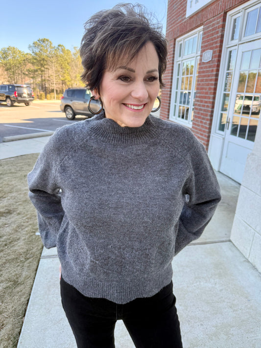 Charcoal on Charcoal Scalloped Sweater