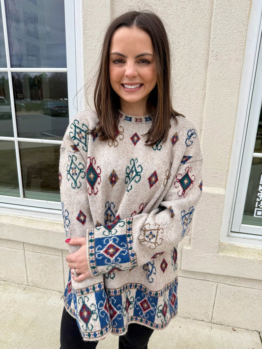 Multi Patterned Knit Sweater
