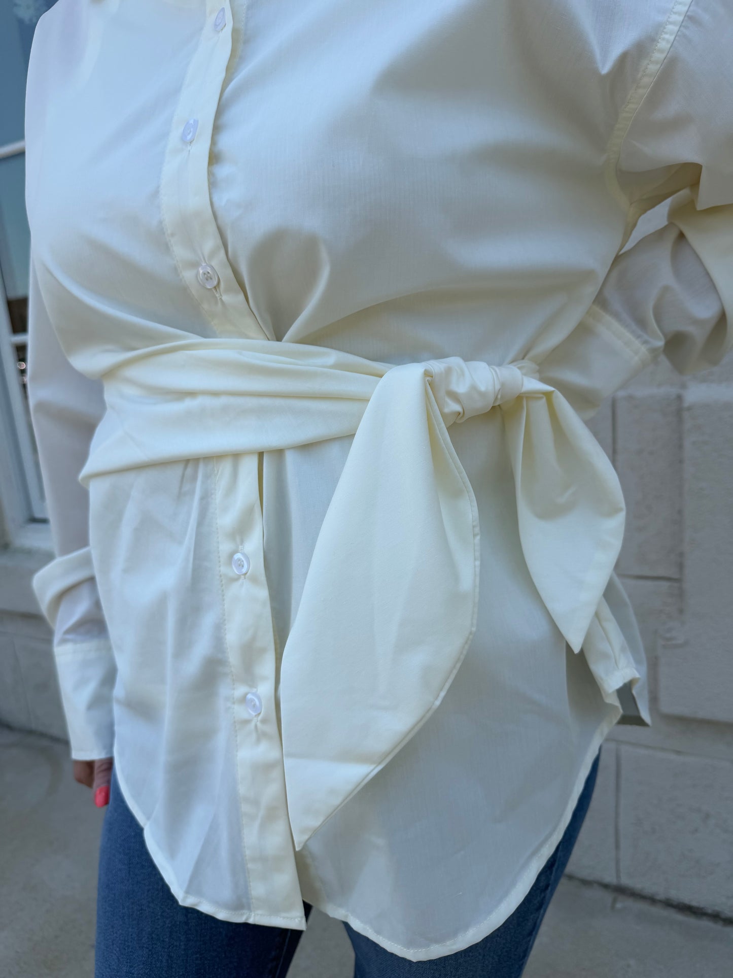 Cream Side Tie Top