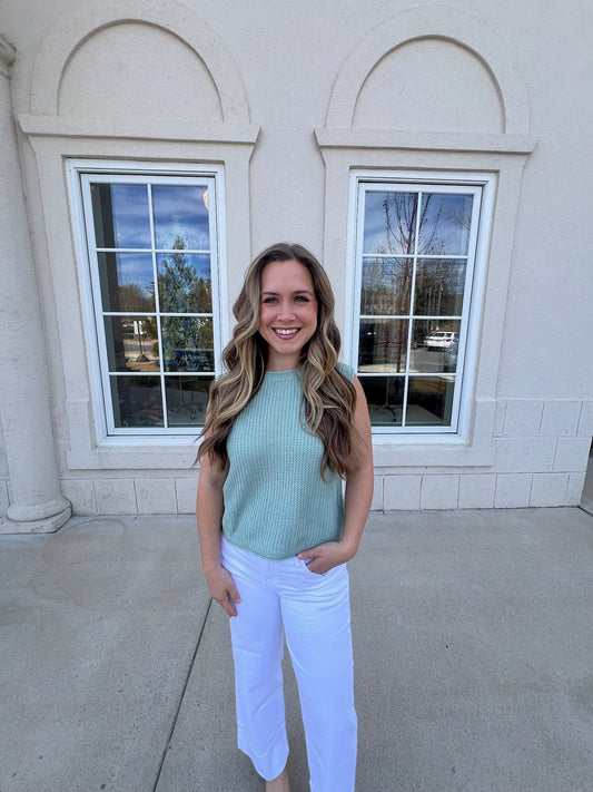 Sage Sleeveless Sweater Top