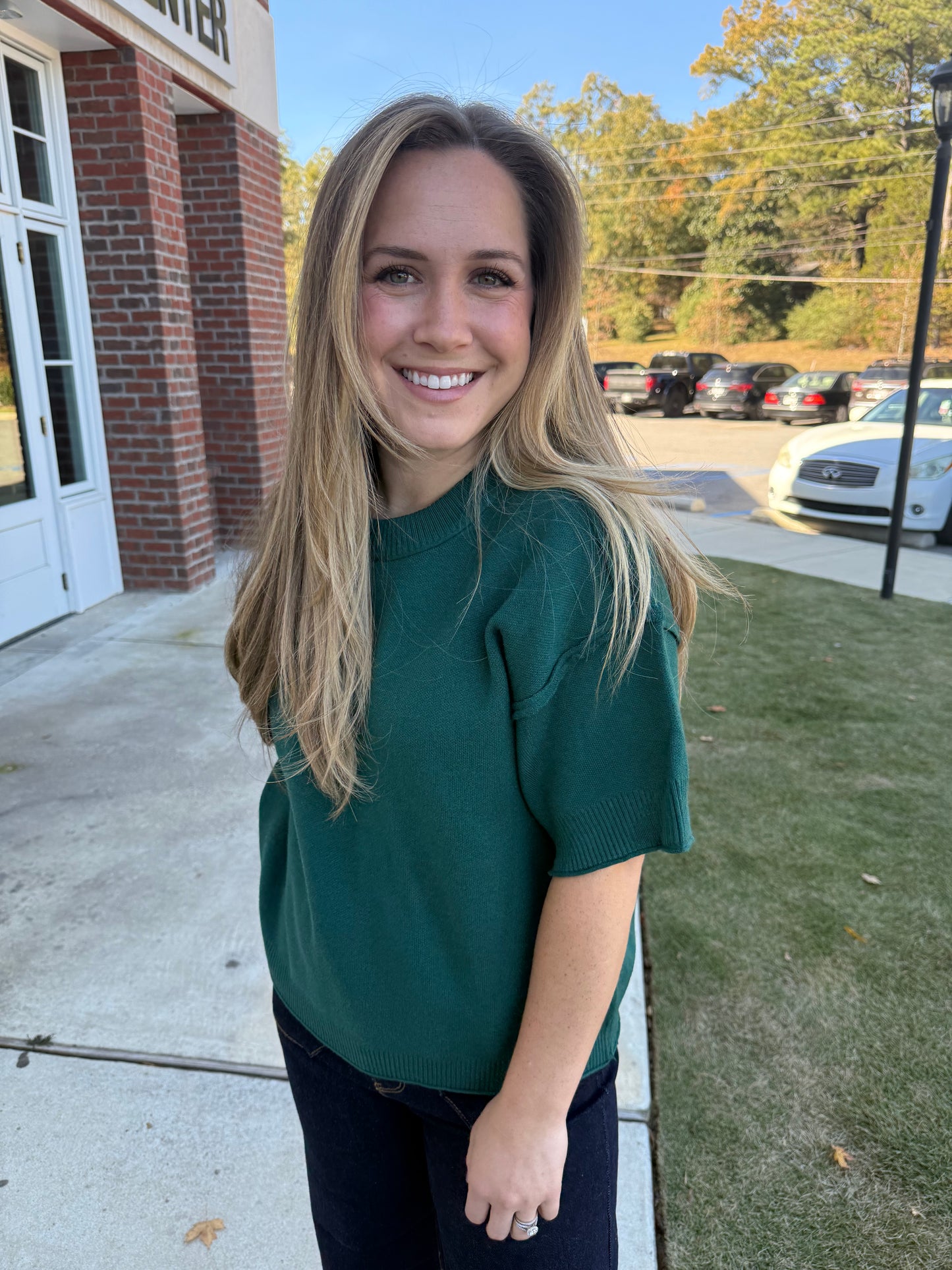 Hunter Green Drop Shoulder Sweater