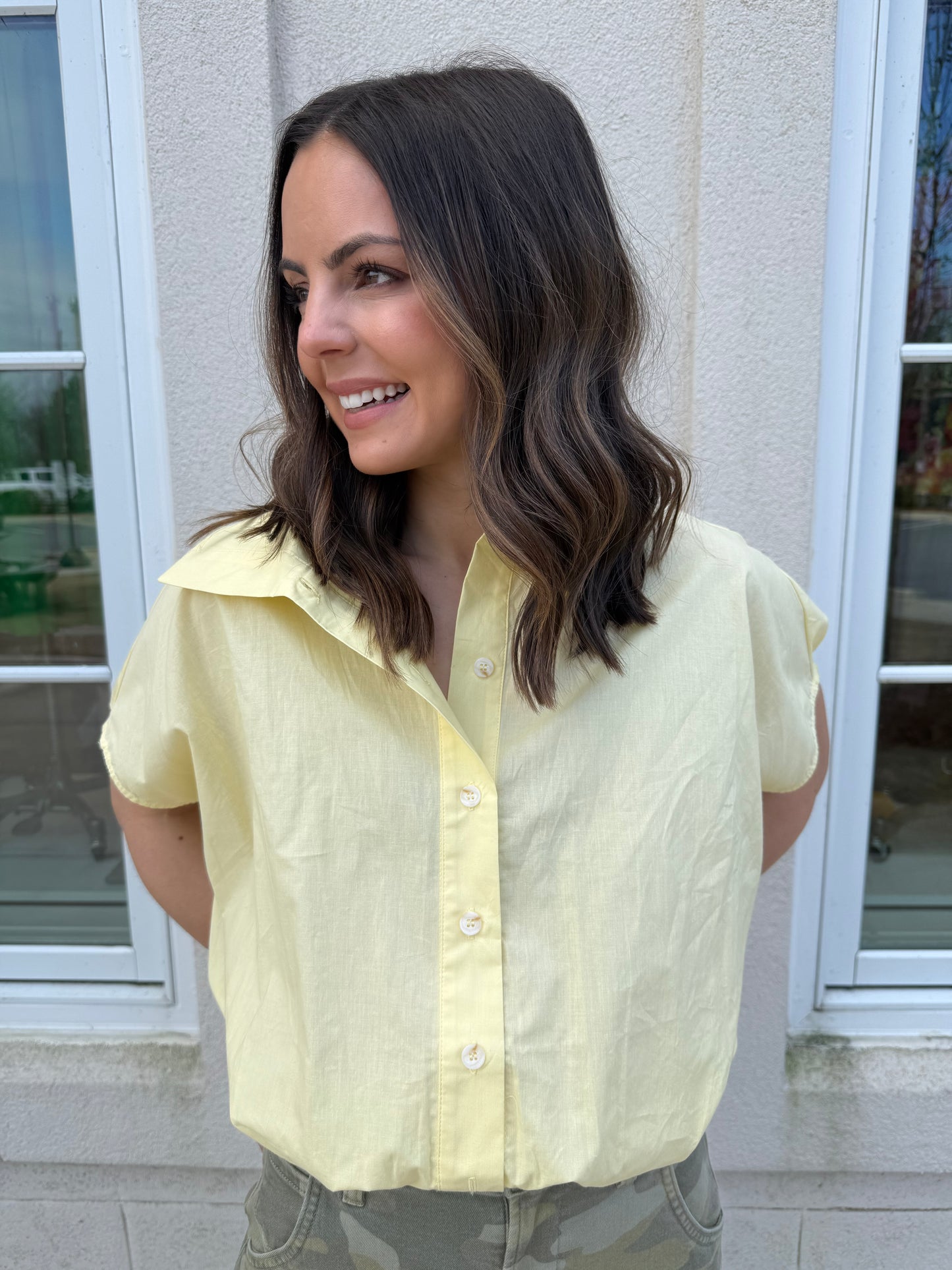 Lemon Bubble Hem Blouse