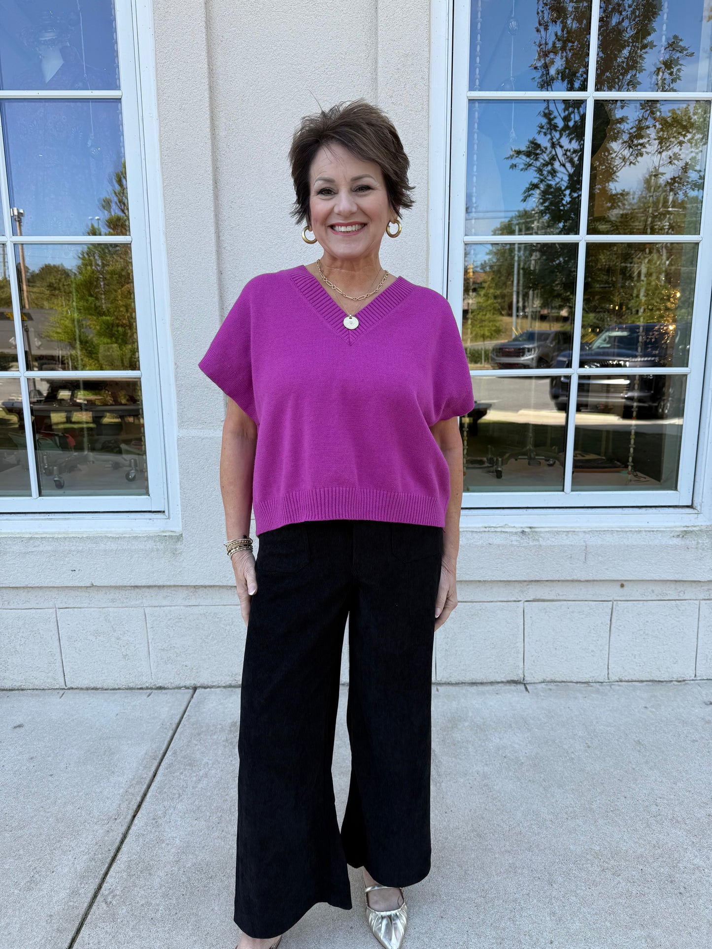 Rose Pink V Neck Sweater