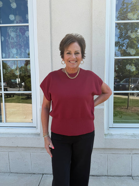 Garnet Cap Sleeve Knit Top