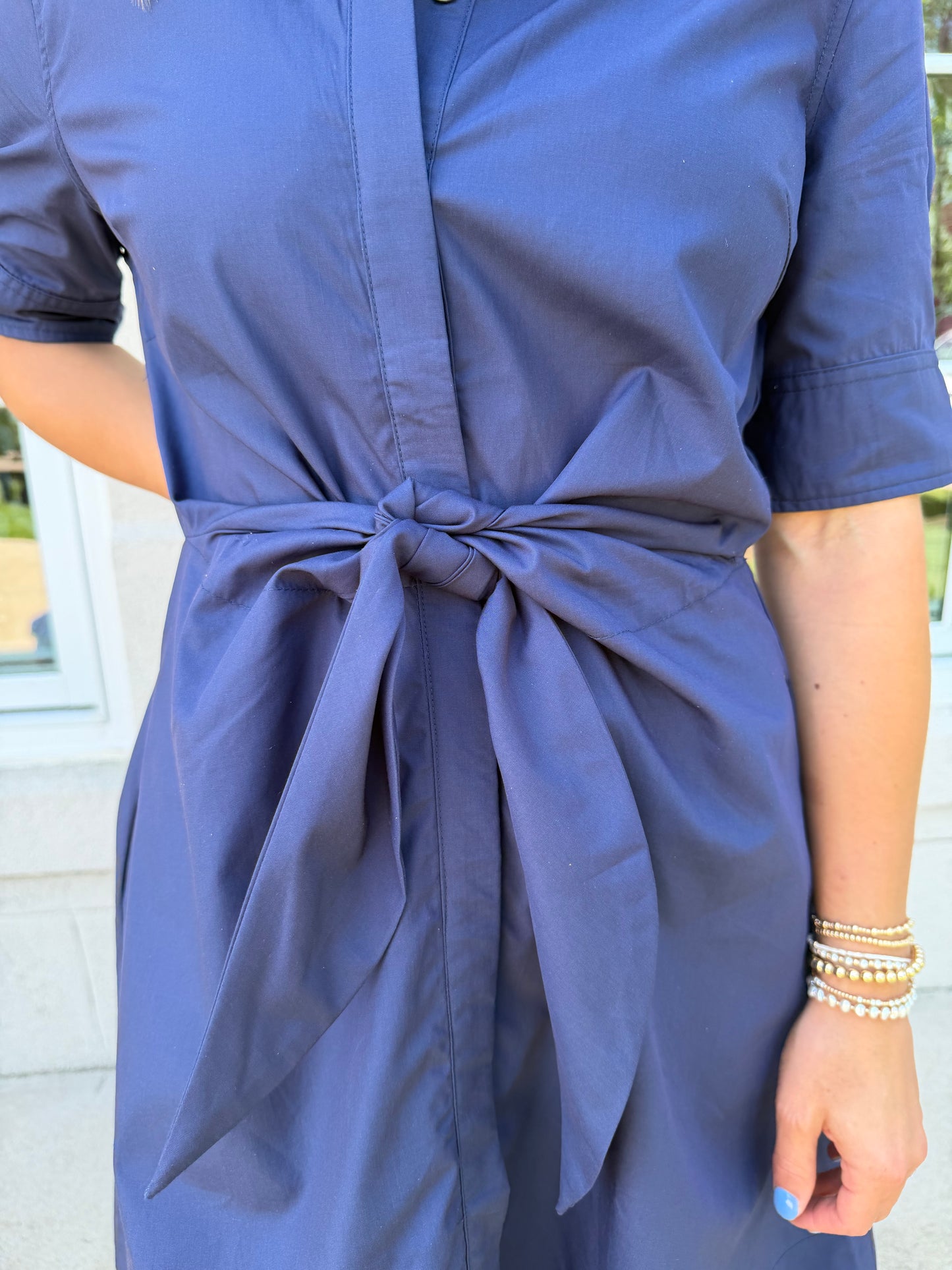 Navy Tie Front Mini Dress