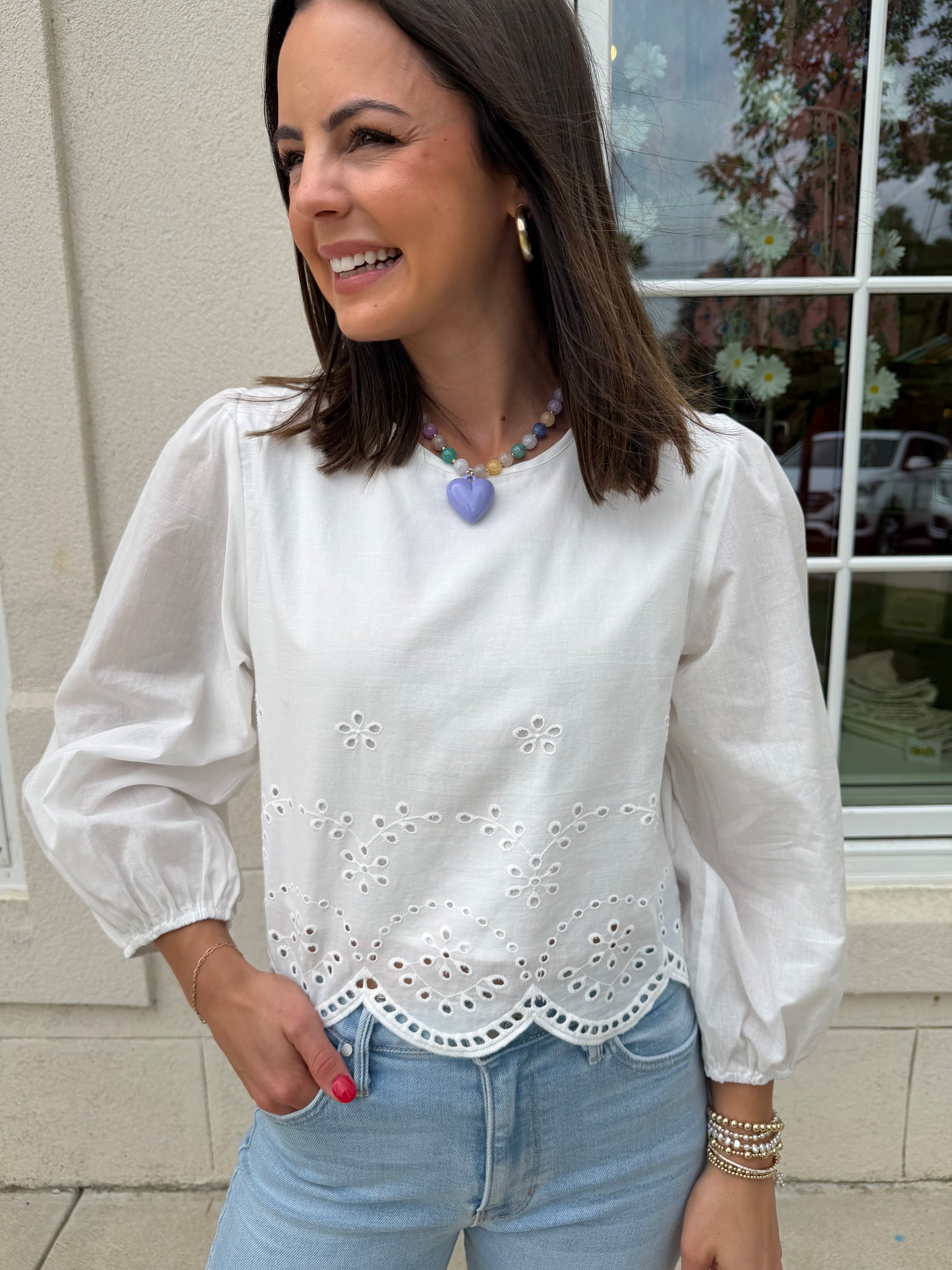 Sea Salt Eyelet Blouse