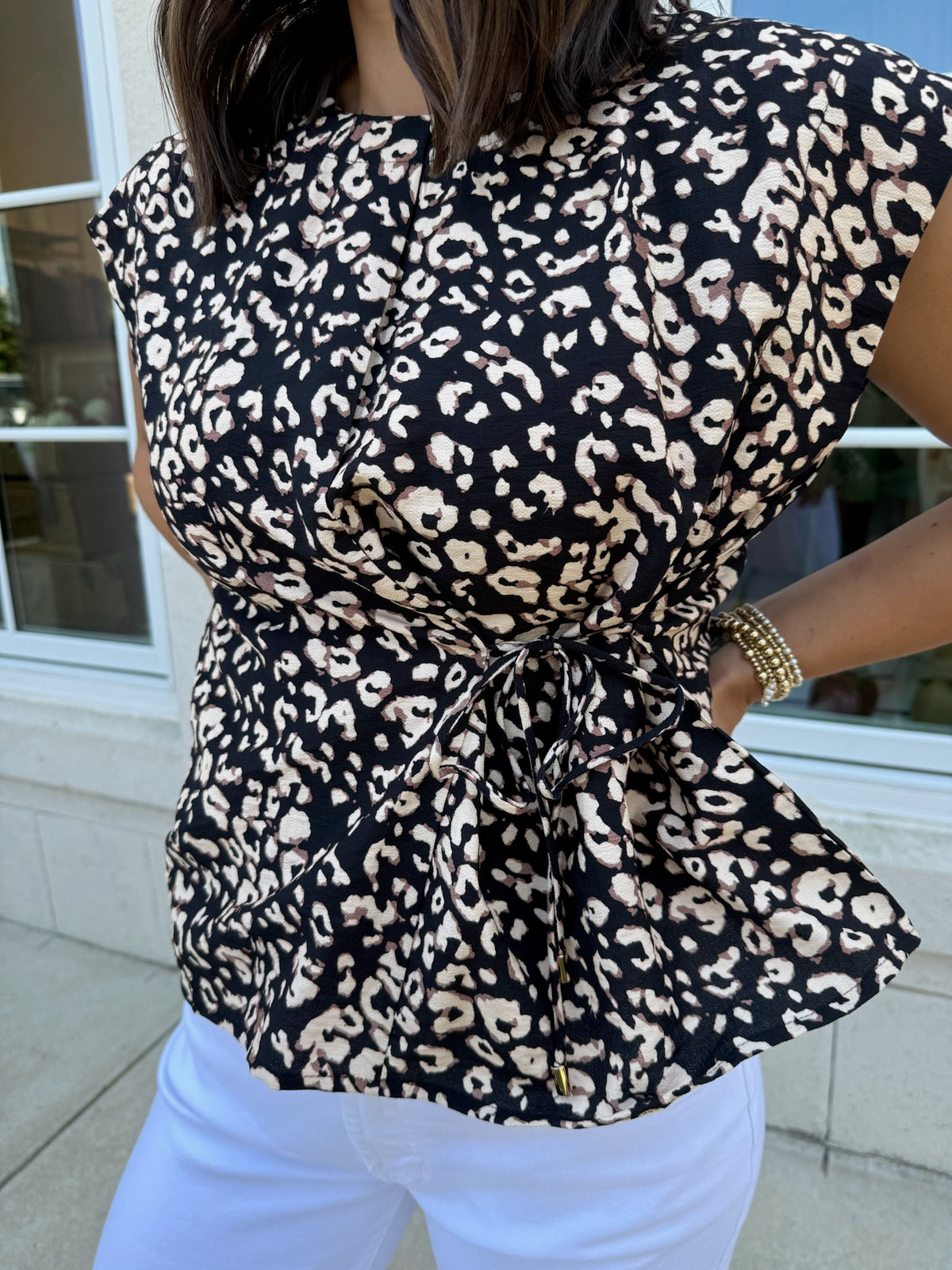 Black Animal Print Top