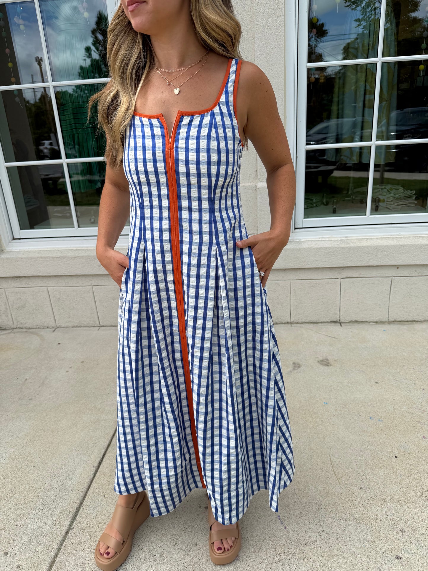 Navy with Orange Trim Dress