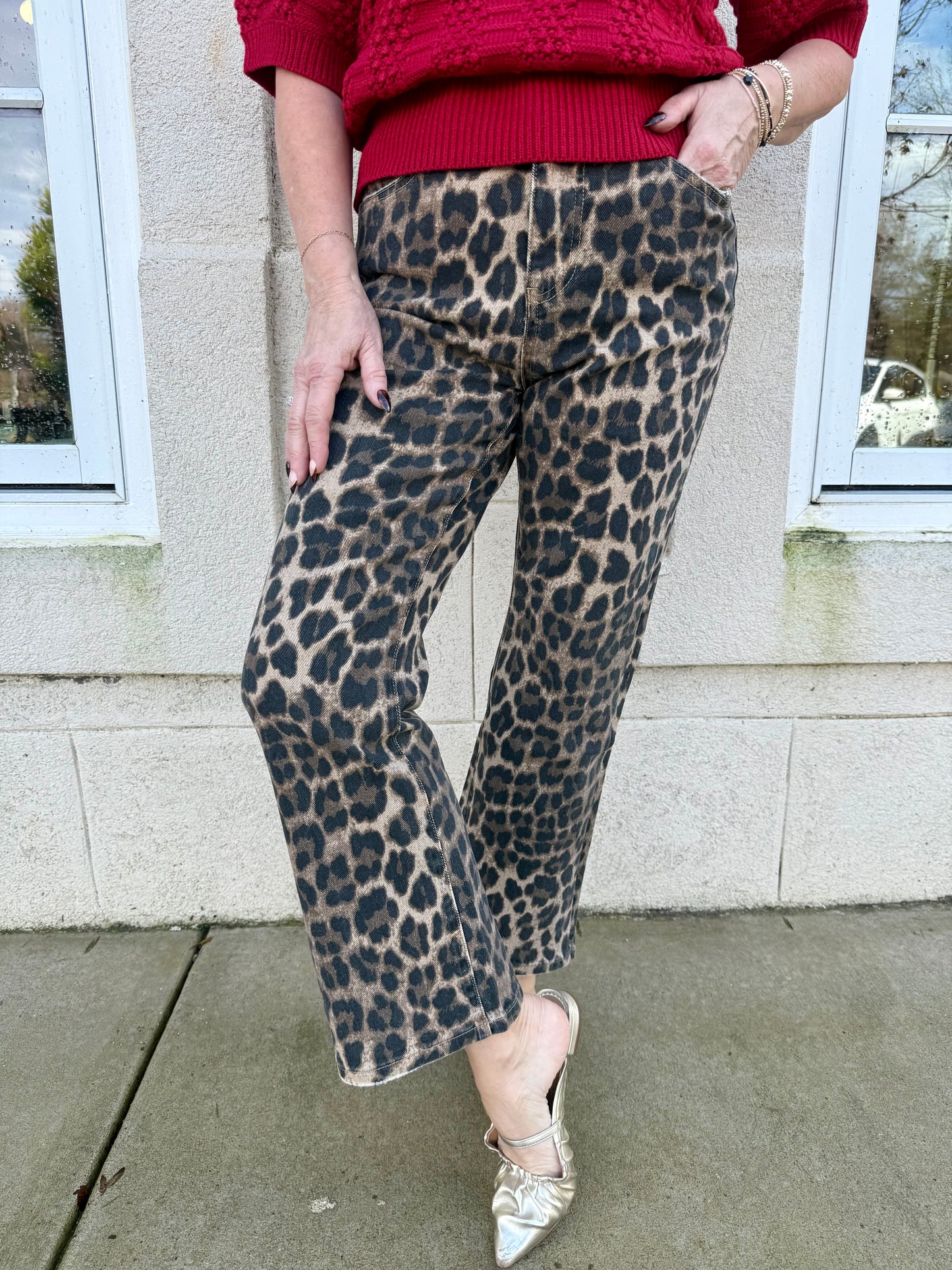Leopard High Rise Kick Flare