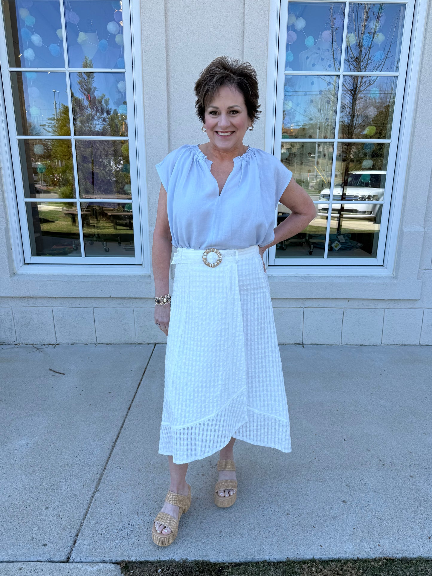 Steel Blue  Cap Sleeve Top