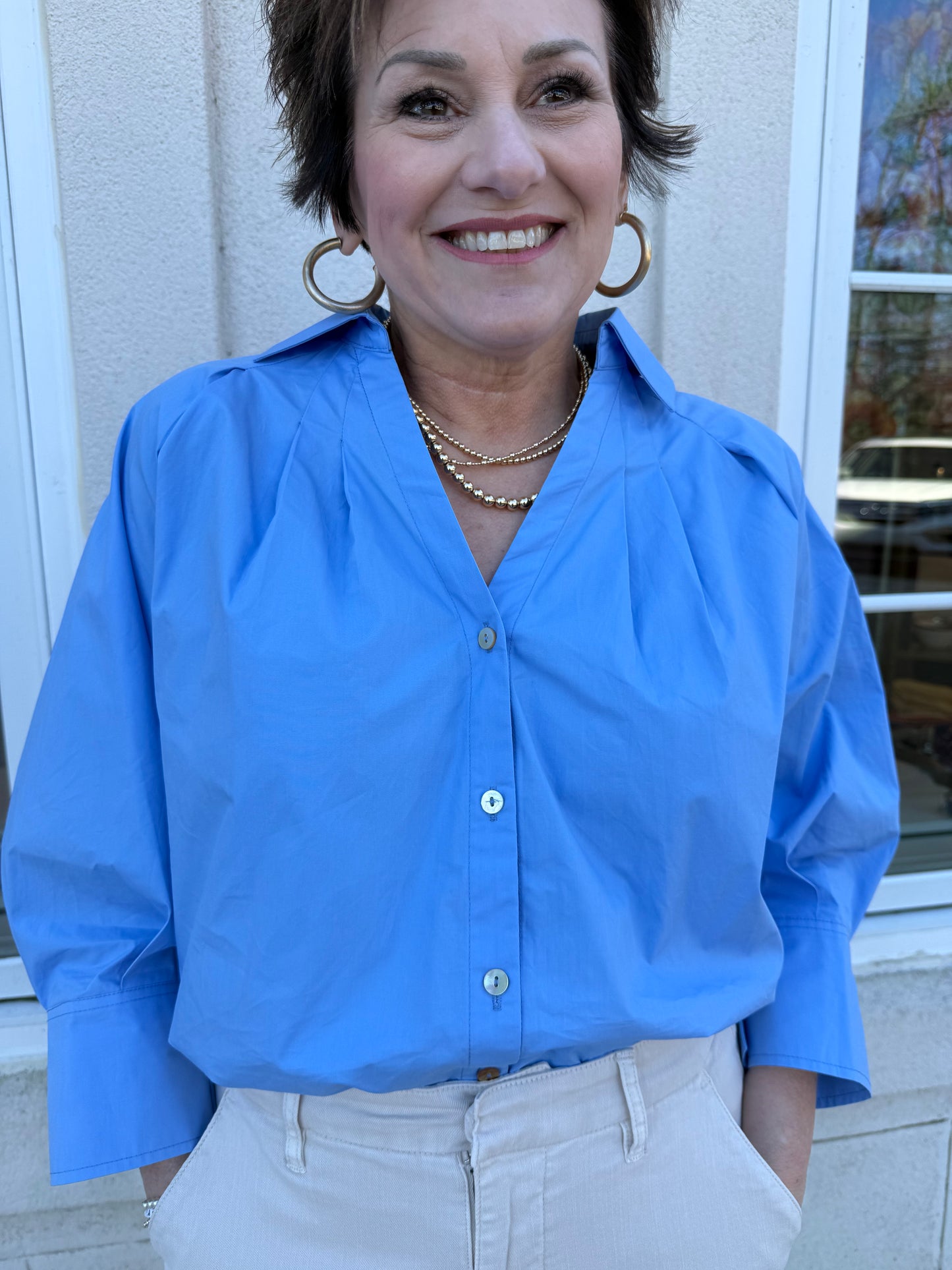 French Blue Wide Cuff Shirt