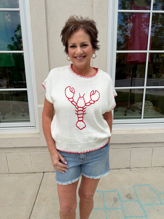 Cream and Red Lobster Knit Sweater