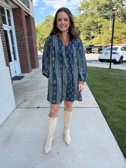 Navy Lovely Floral Dress