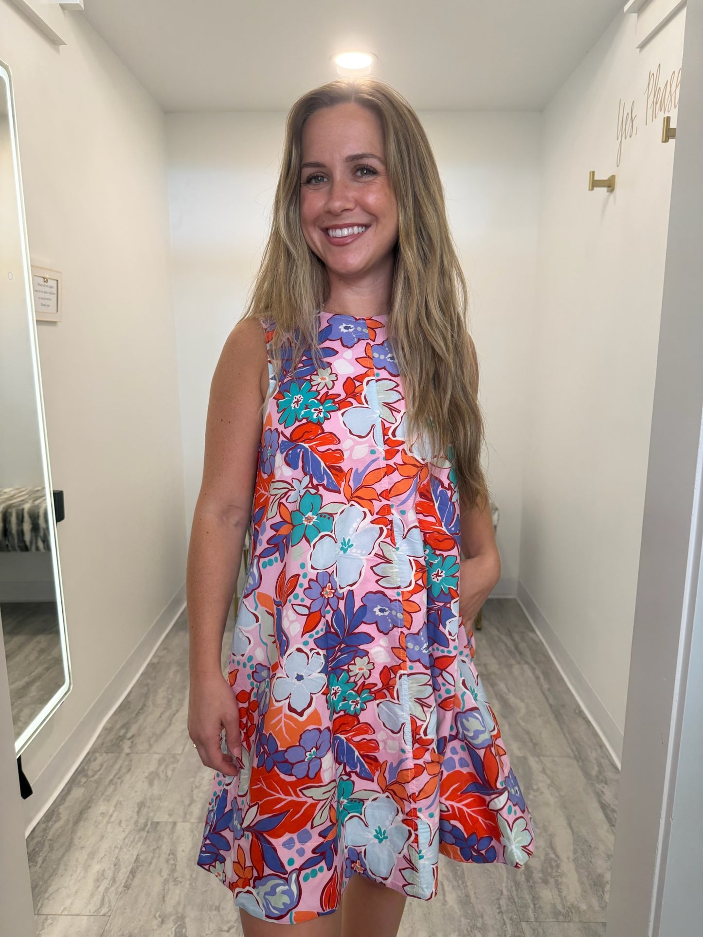 Pink Floral Botanical Mini Dress