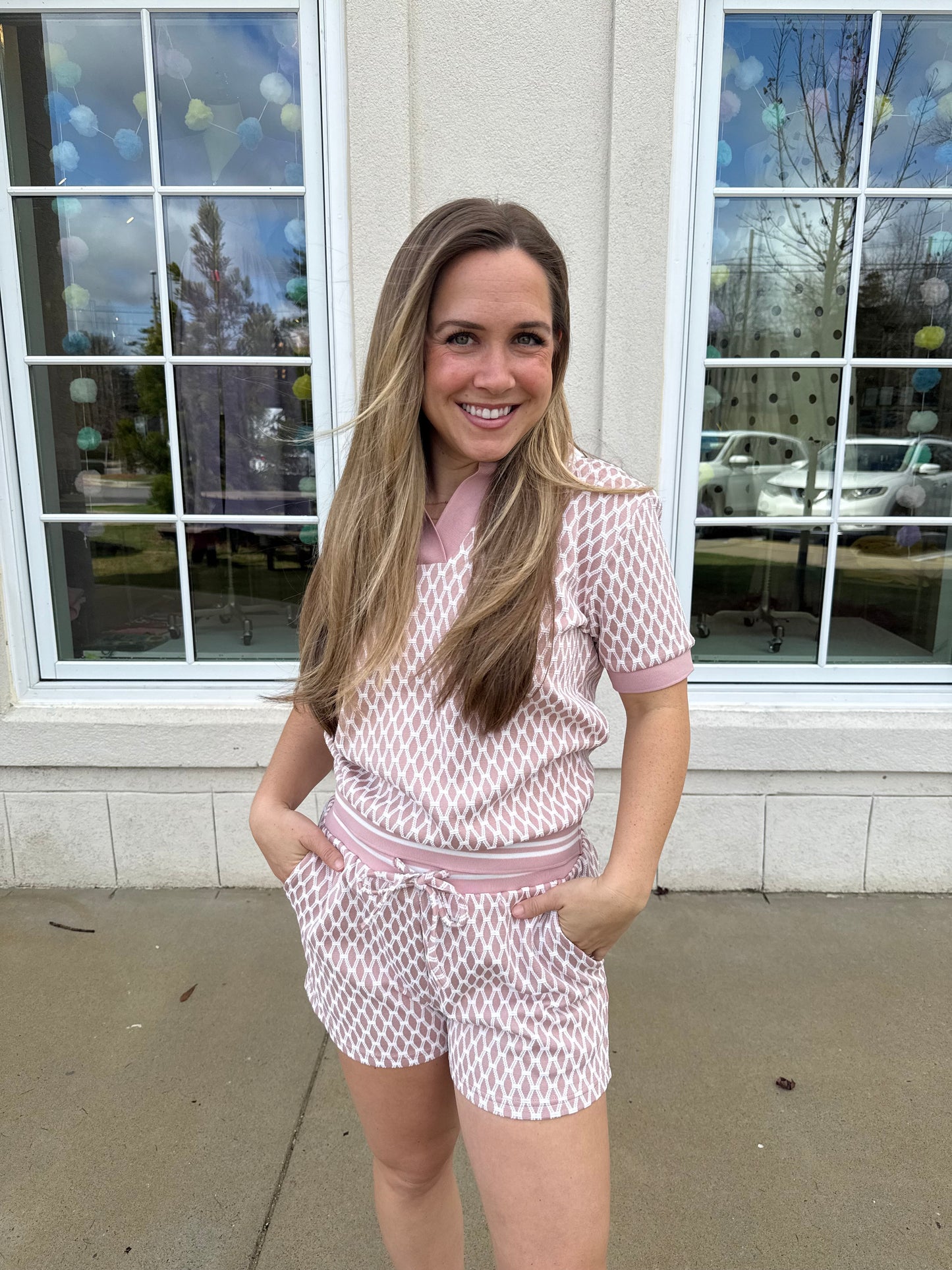 Pink Polo Short Set