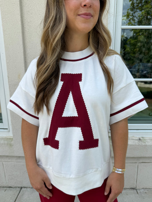 White and Dark Red Gameday Sweatshirt