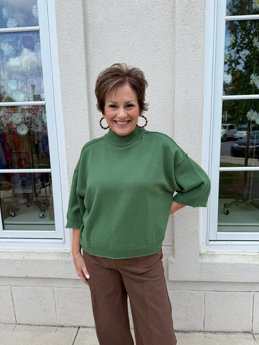 Olive Drop Shoulder Sweater