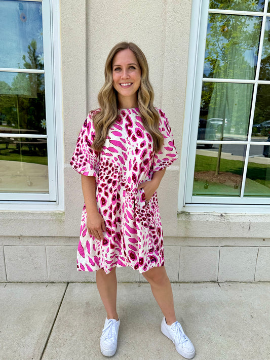 Pink Two Tone Abstract Dress