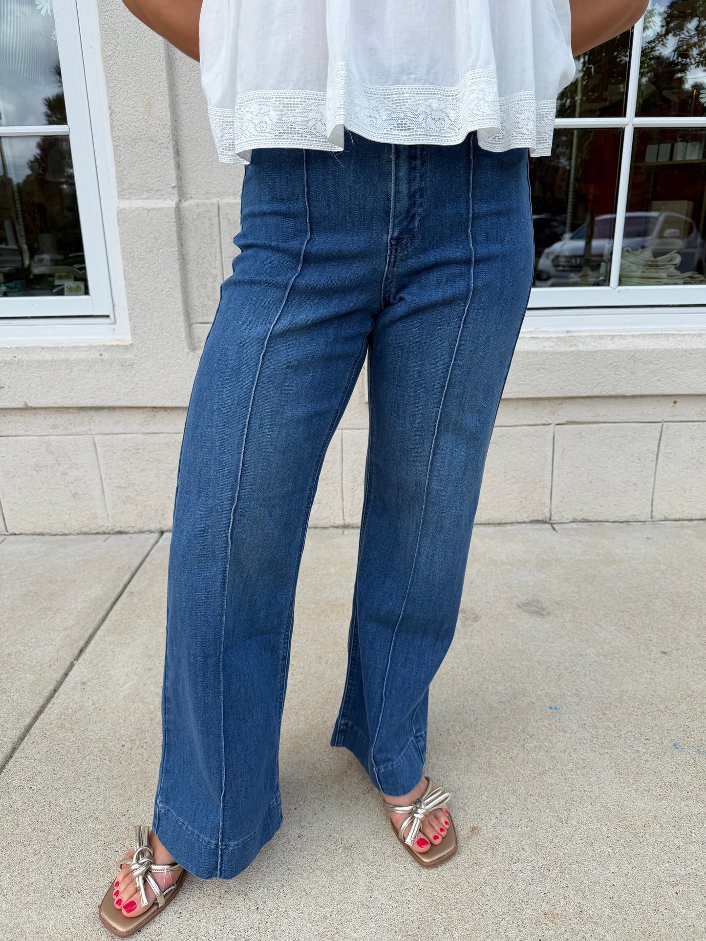 Med Denim Pintuck Trouser