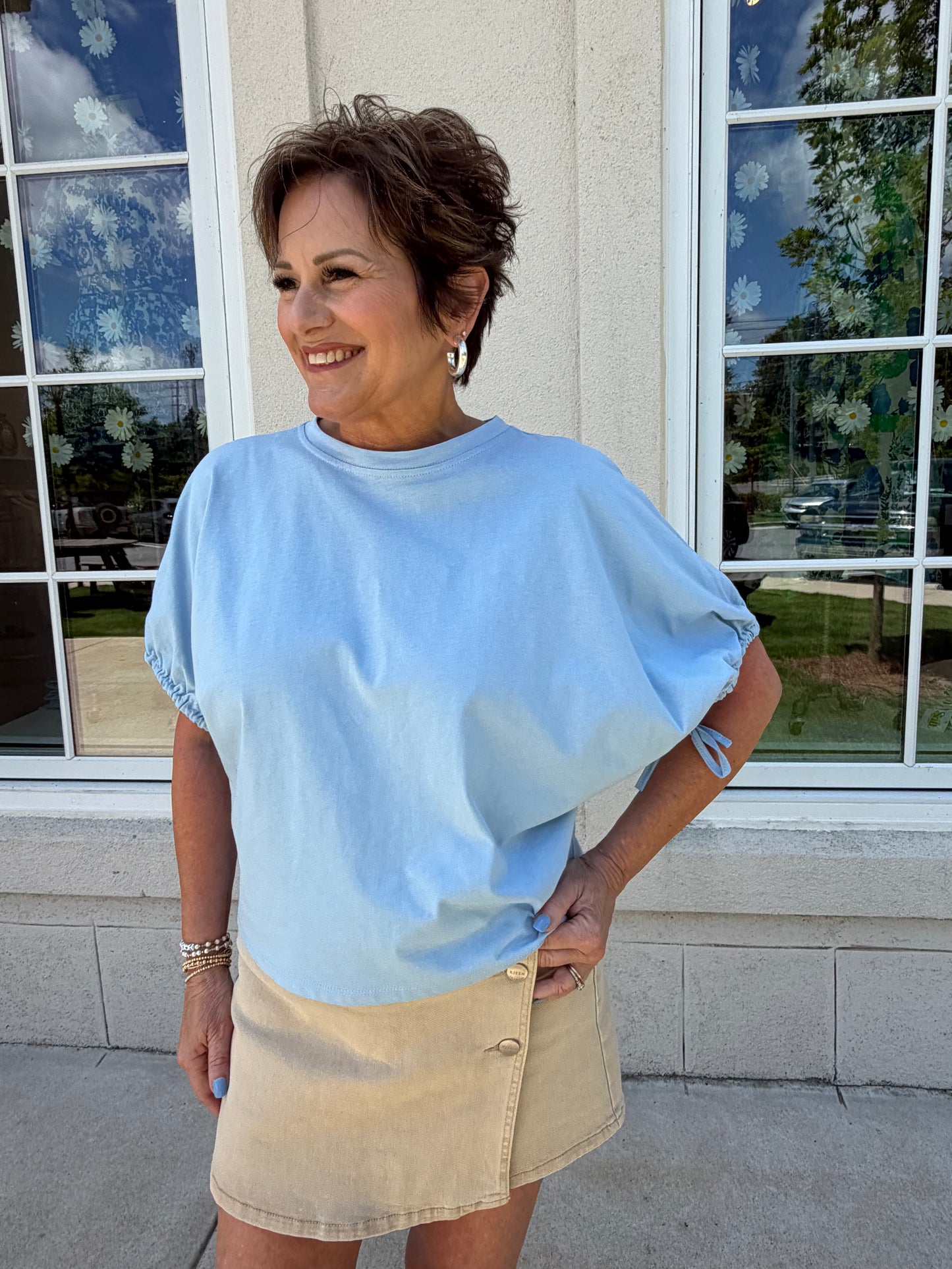 Sky Dolman Sleeve Tee