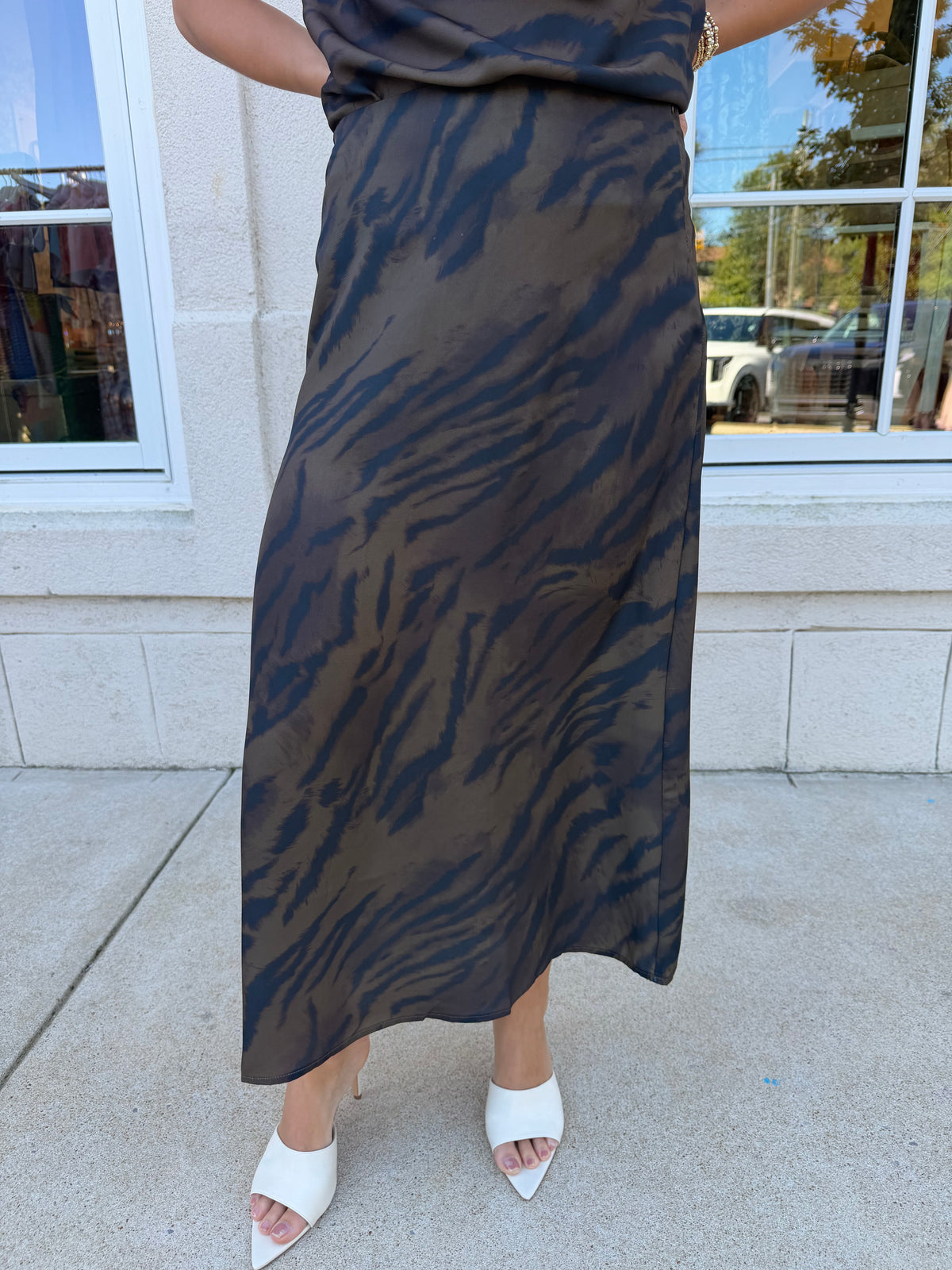 Brown and Taupe Animal Print Draped Top
