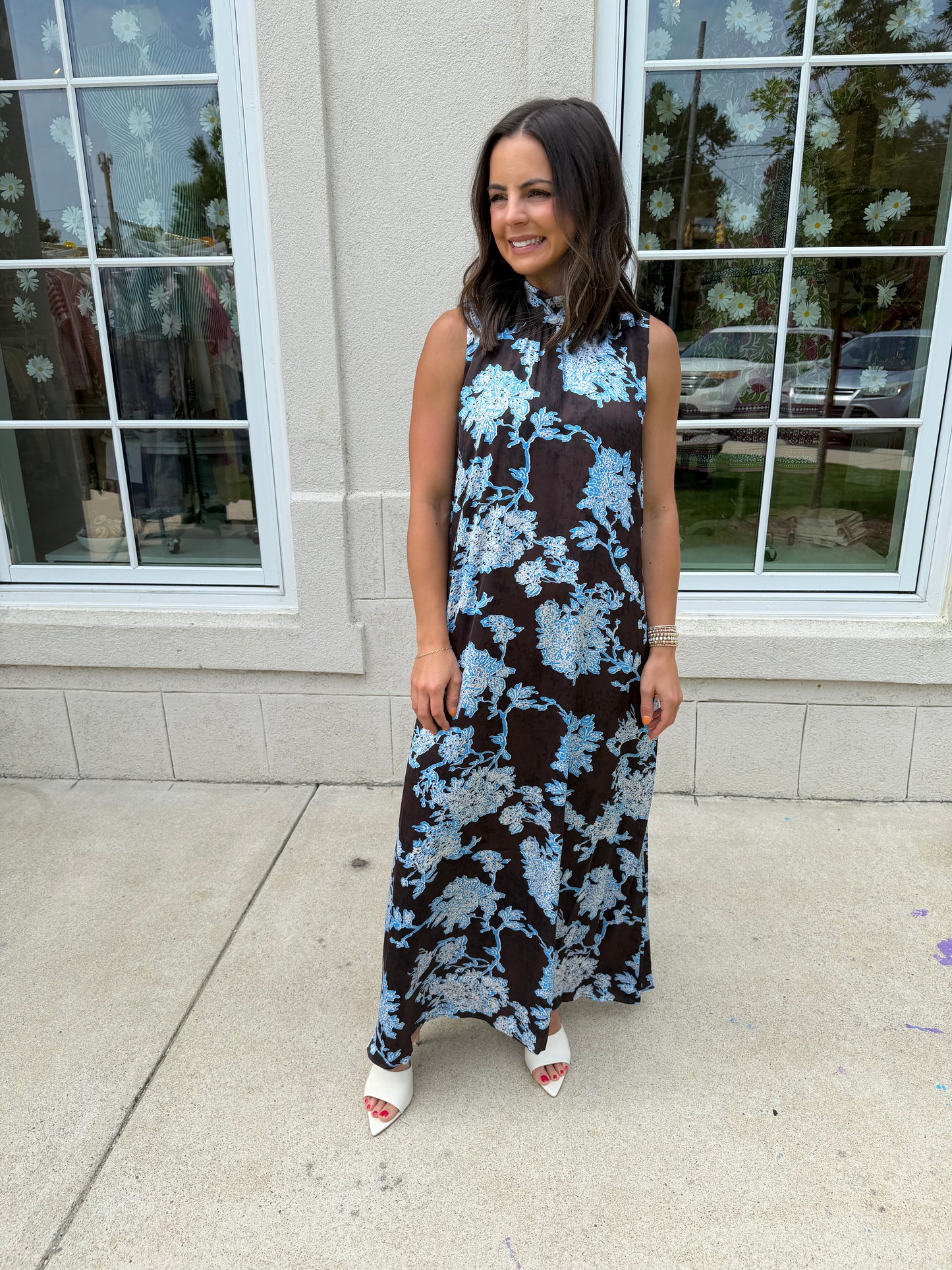 Brown Floral Print Maxi