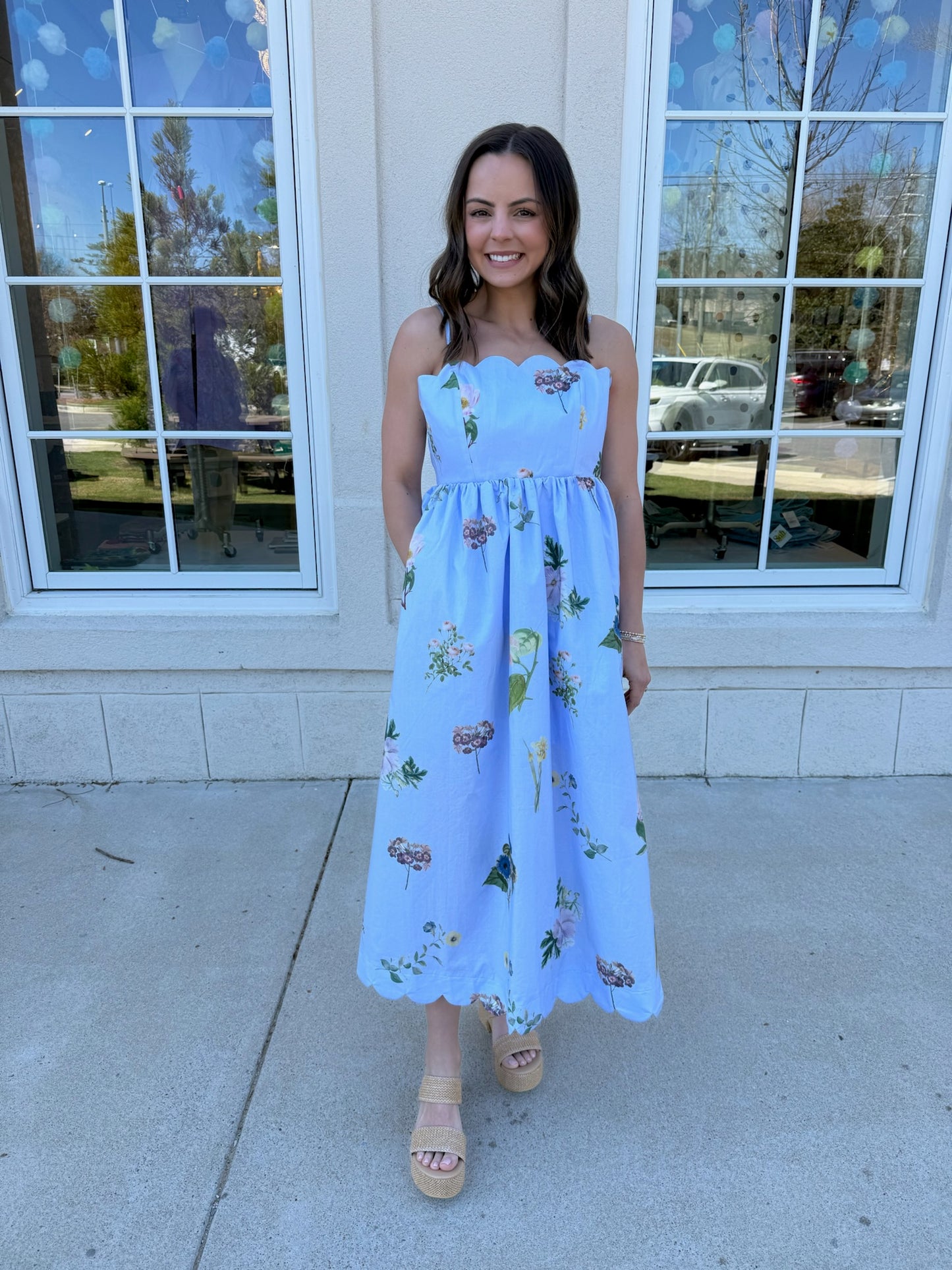 Periwinkle Floral Scalloped Sundress