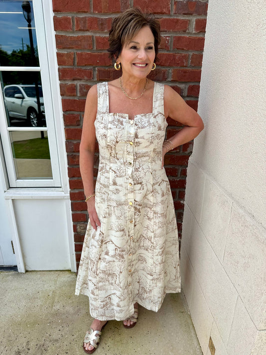 Coffee and Cream Square Neck Dress