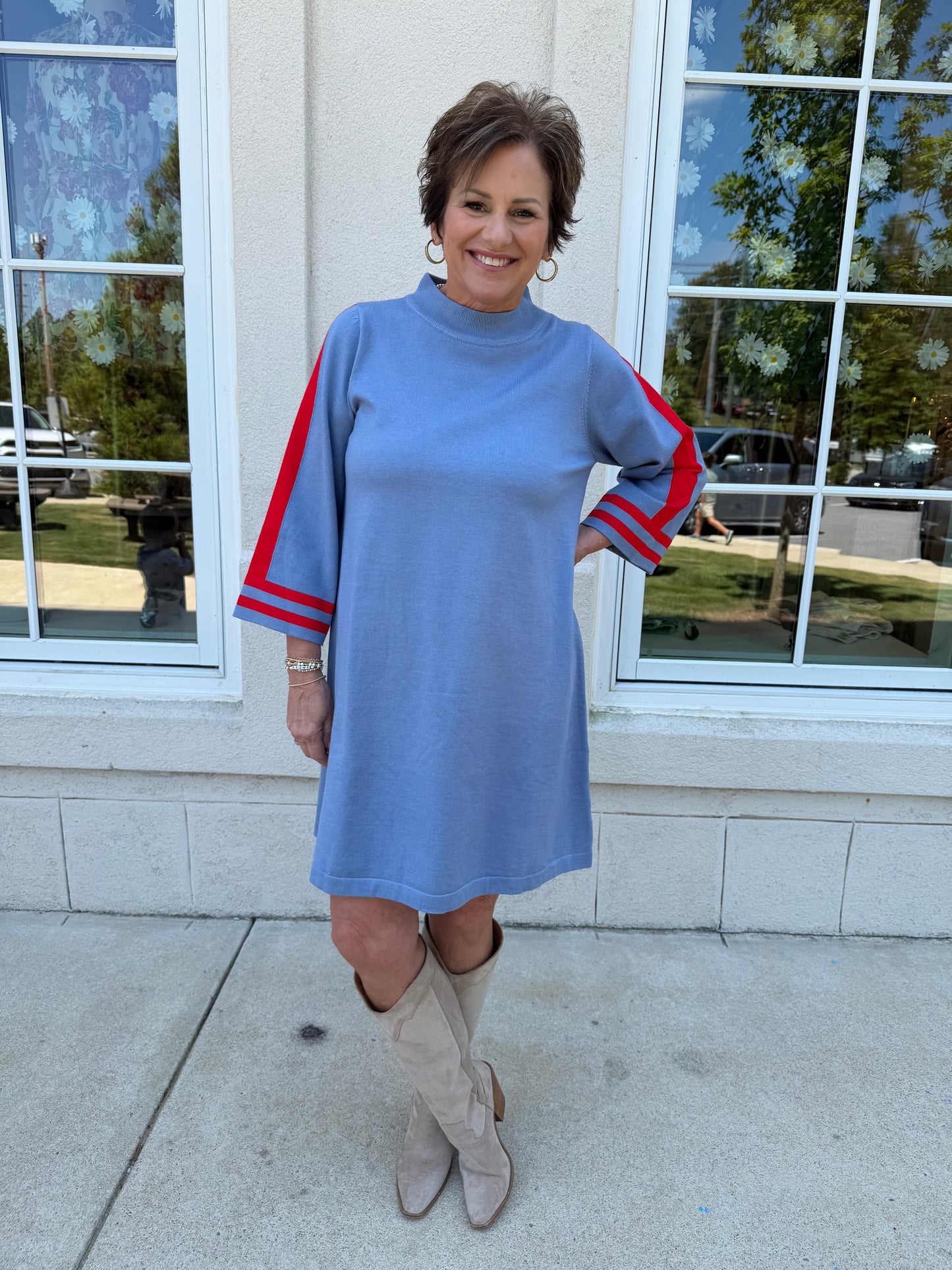 Denim Blue with Red Trim Dress