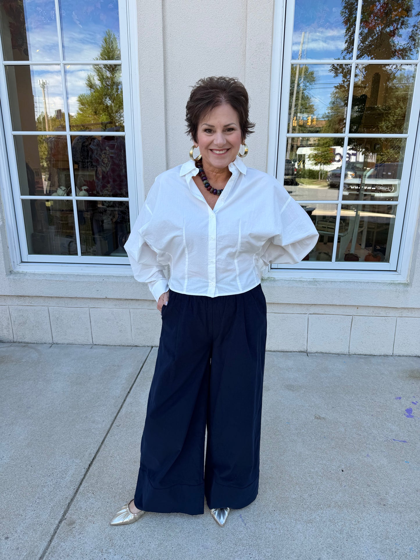Deep Navy Corduroy Wide Leg Pant