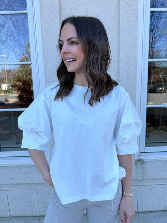 White Mixed Media Top