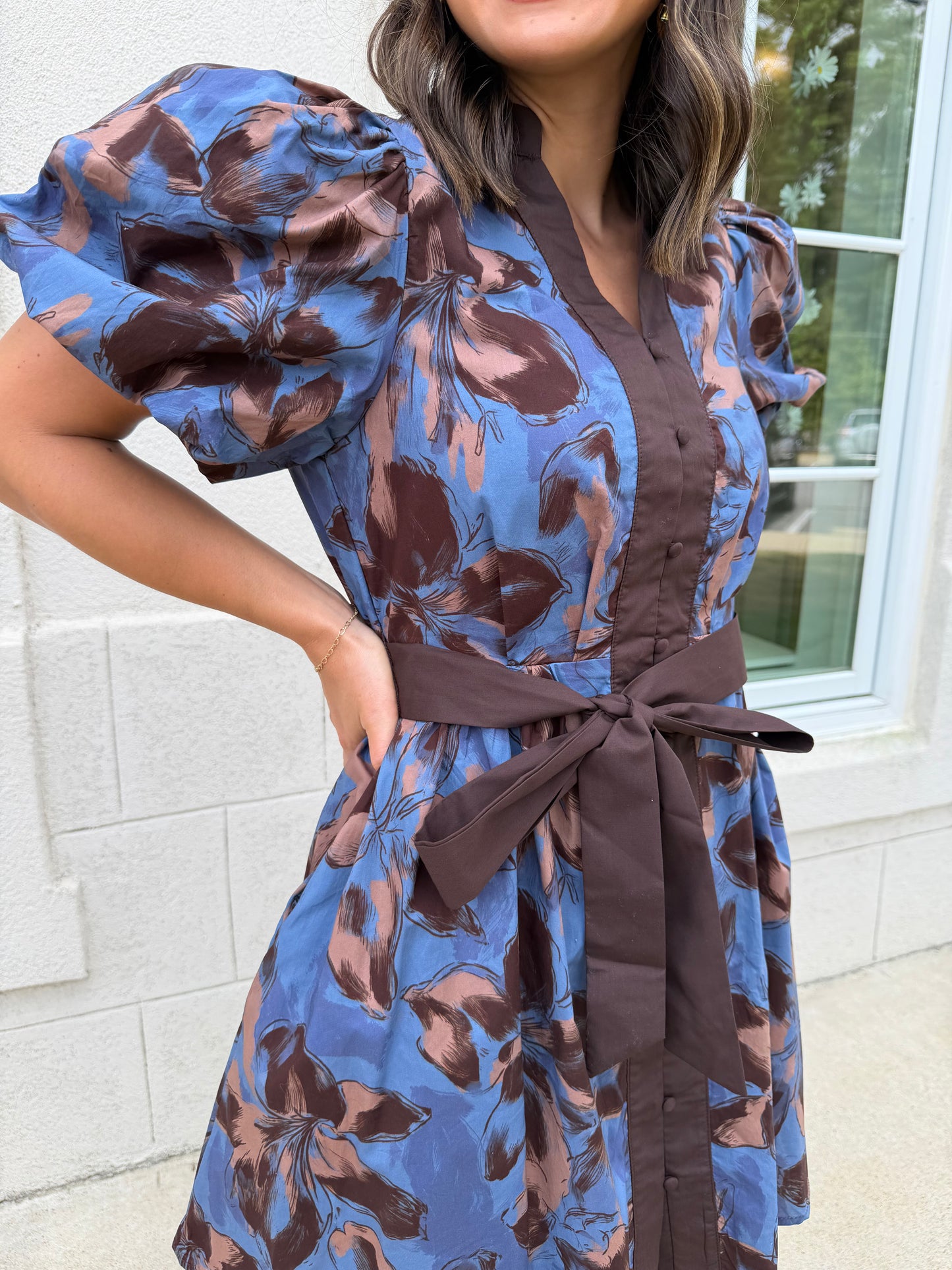 Brown Floral Mini Dress
