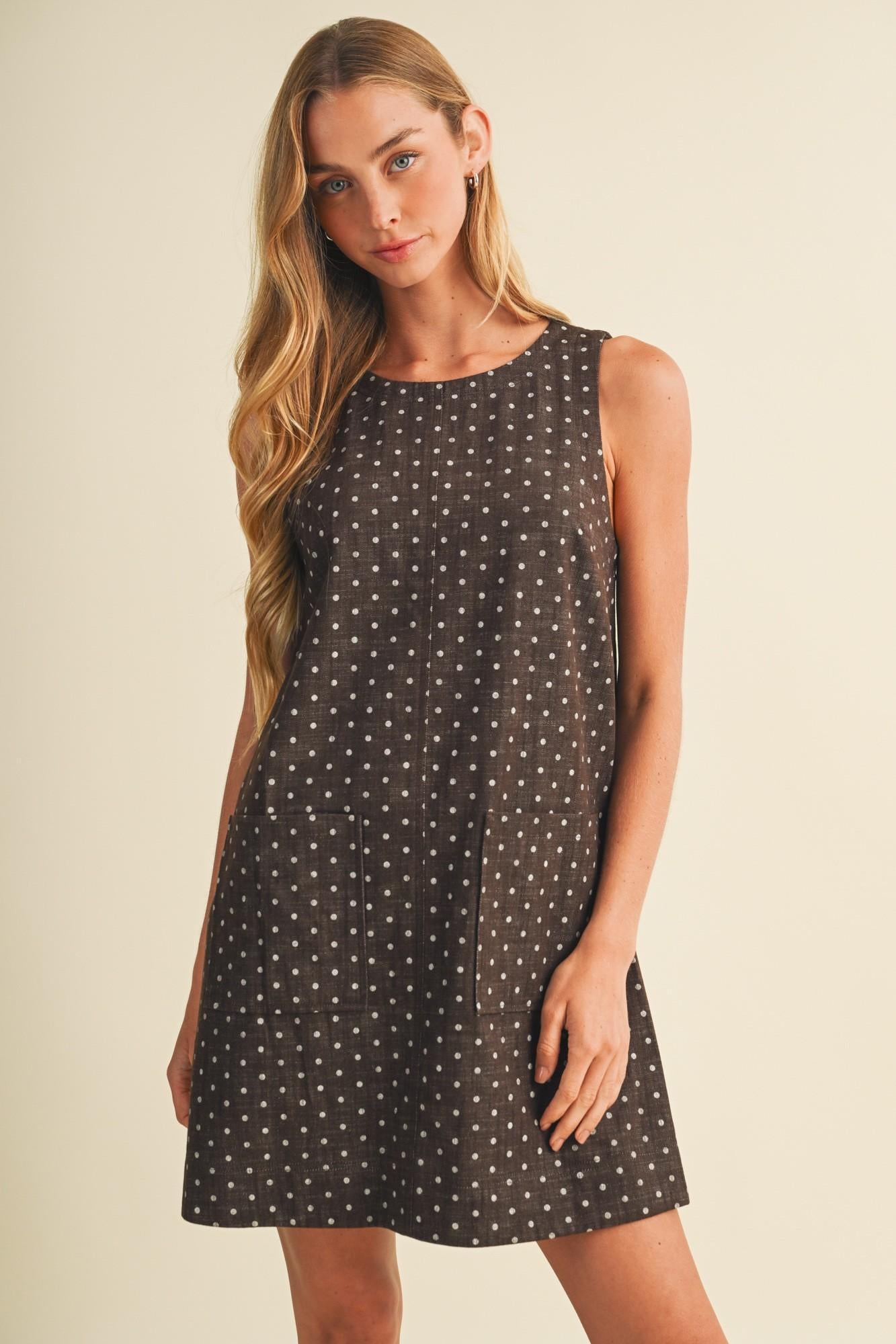 Espresso Polka Dot Sleeveless Dress