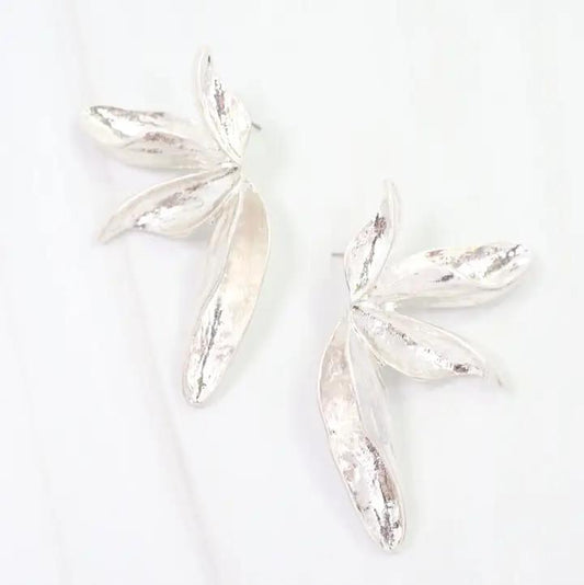 Worn Silver Rennie Flower Earring