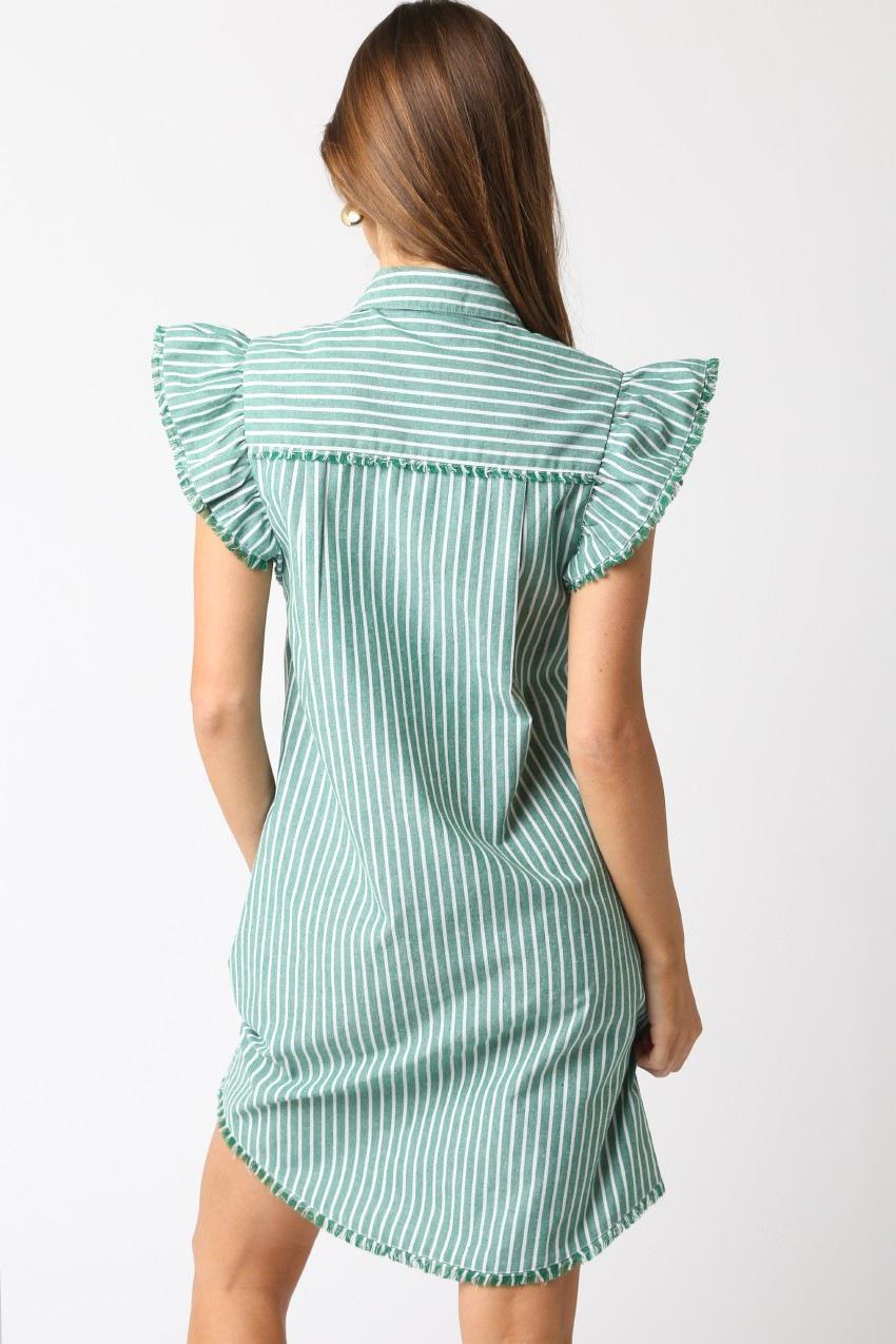 Green and White Honor Stripe Dress