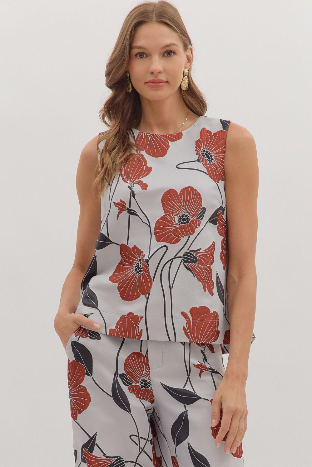 Silver Floral Pants Set