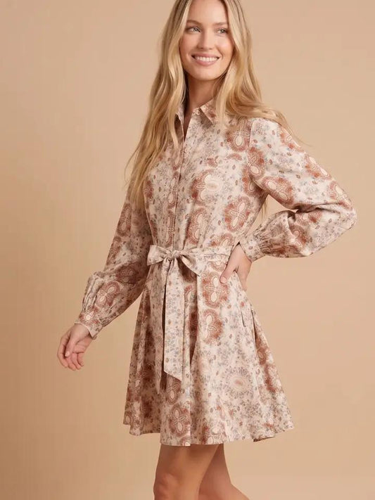 Cream Rust Multi Button Down Mini