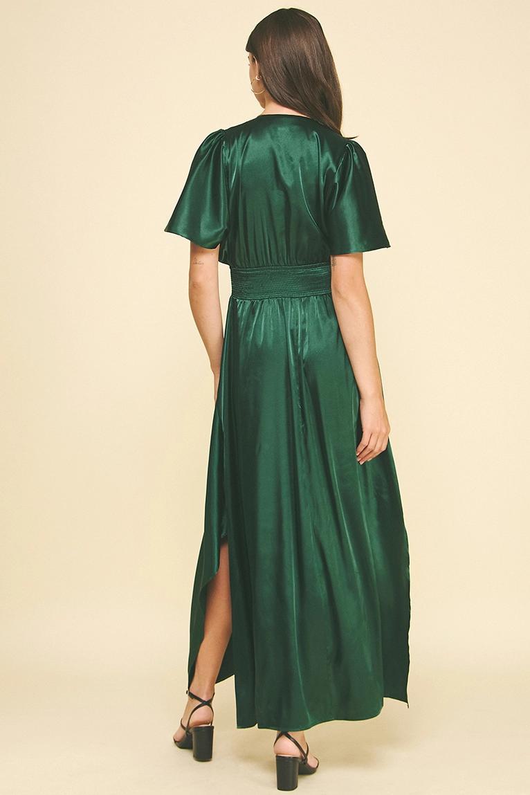 Hunter Green Chiffon Slit Maxi Dress