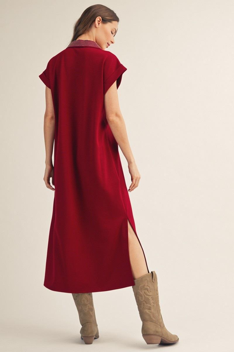 Burgundy with Stitch Detail Midi