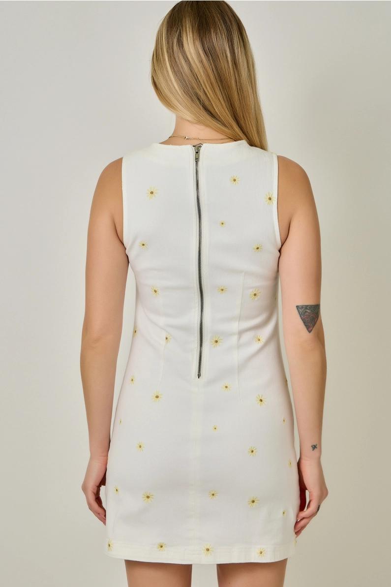 Ivory Daisy Stretch Denim Dress
