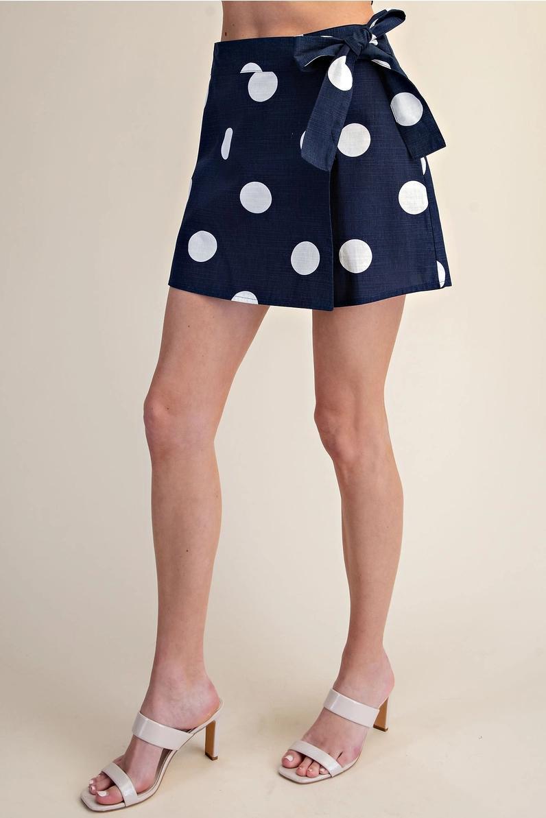 Navy and White Polka Dot Skort
