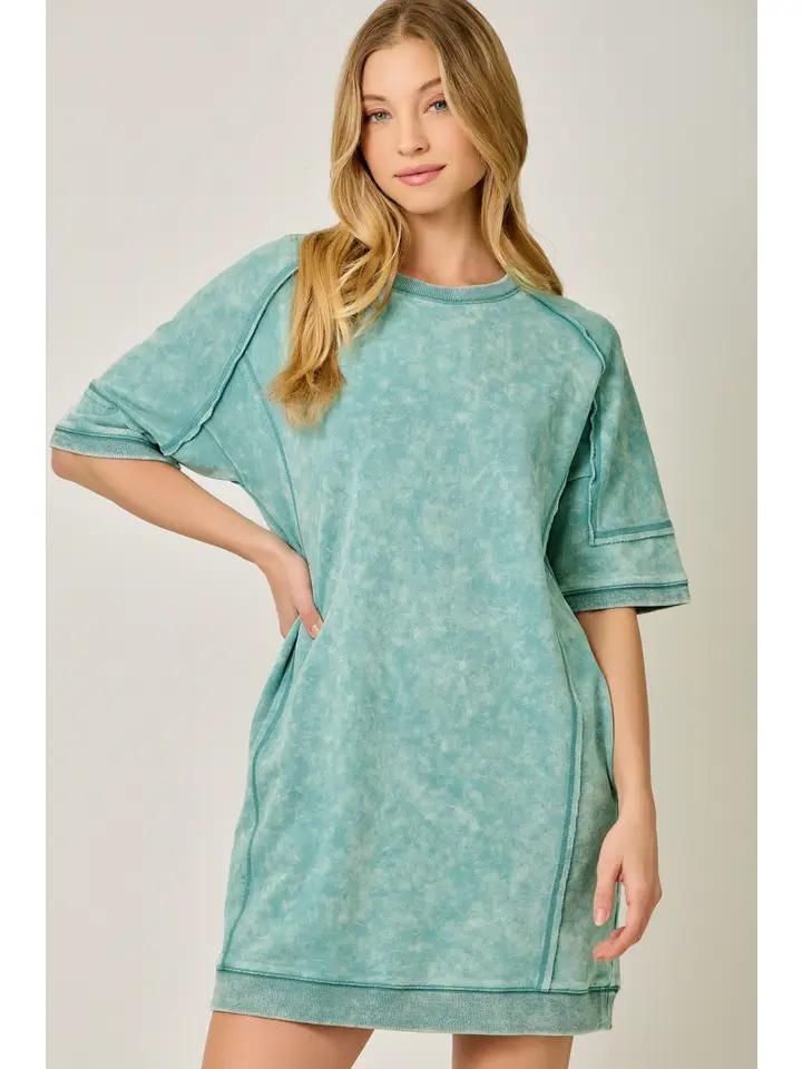 Washed Emerald Terry Dress