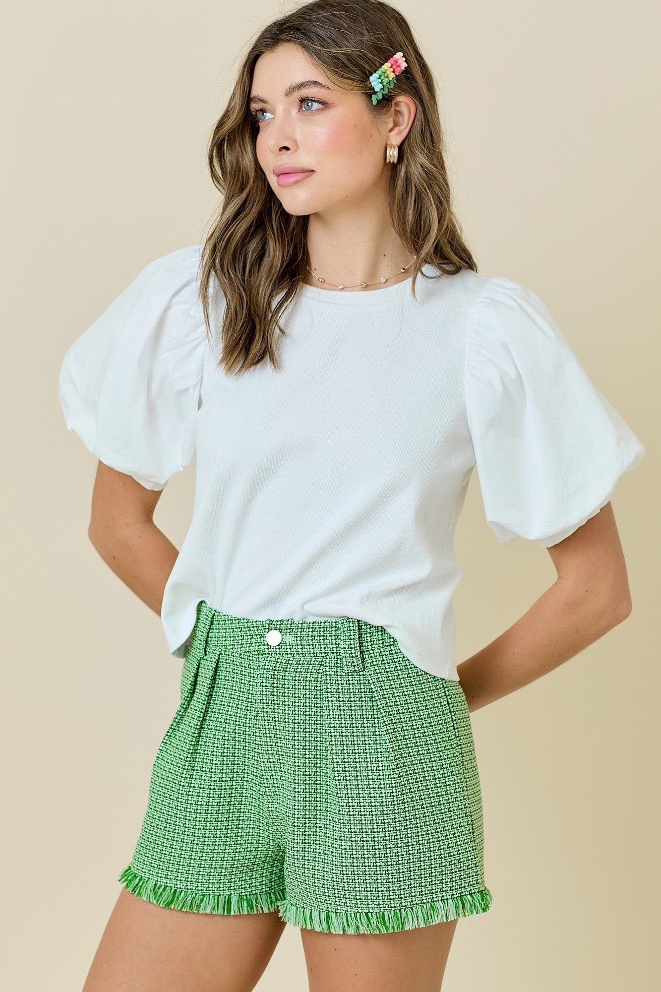 Green Tweed Shorts