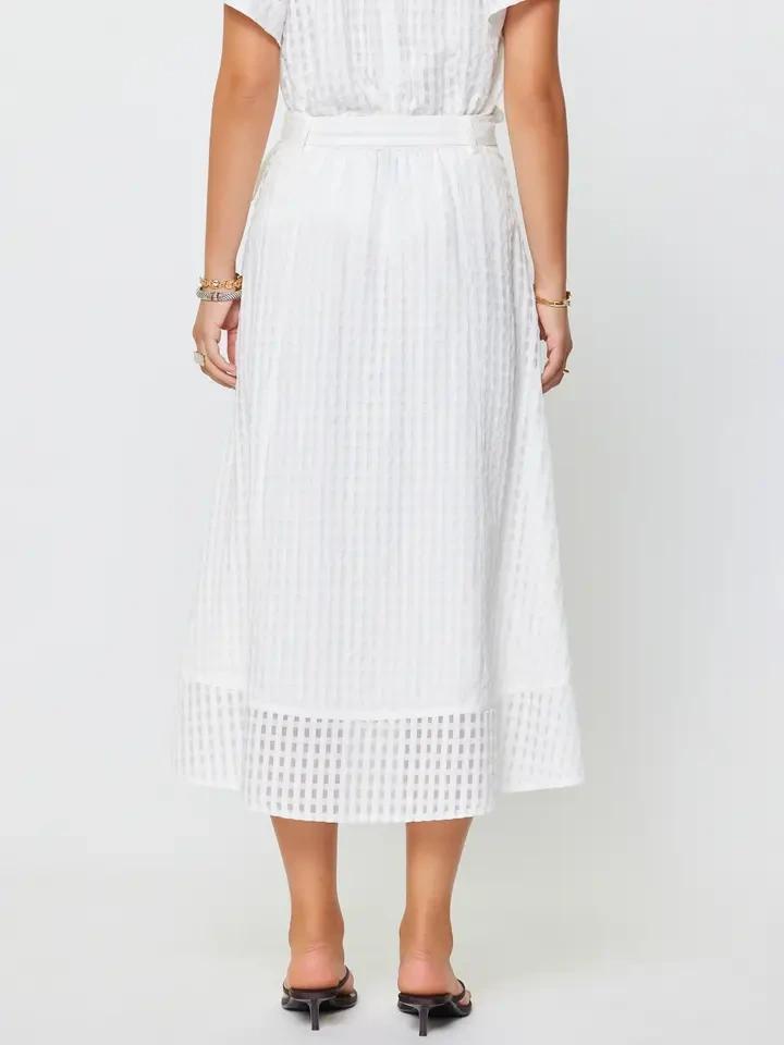 White Check Textured Skirt