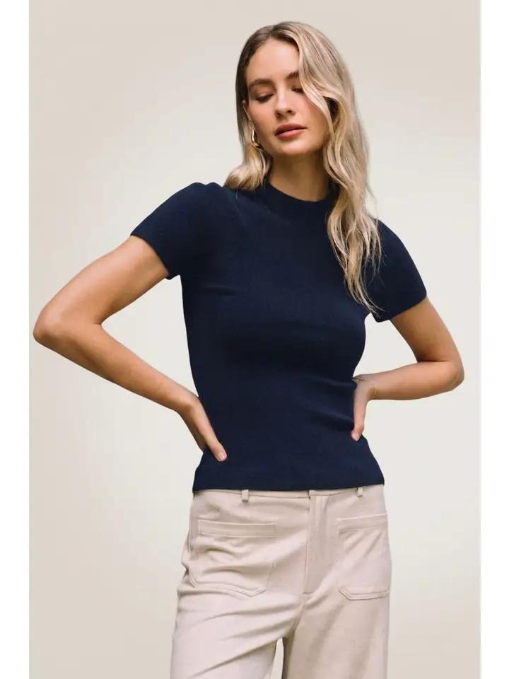 Navy Soft Knit Sweater Top