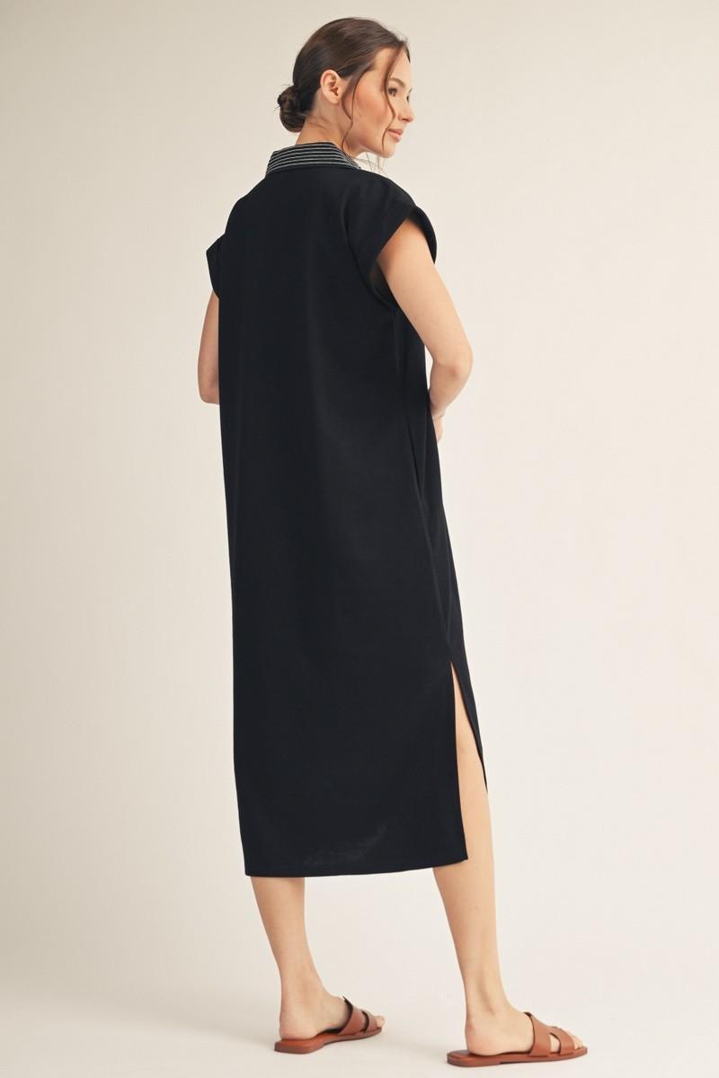 Black with Stitch Detail Midi