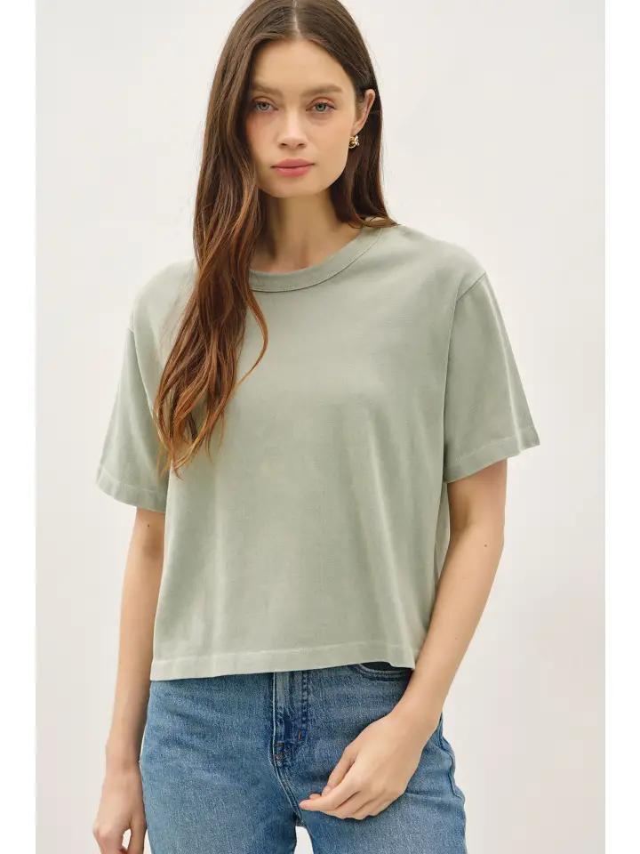Light Sage Crewneck Crop Top