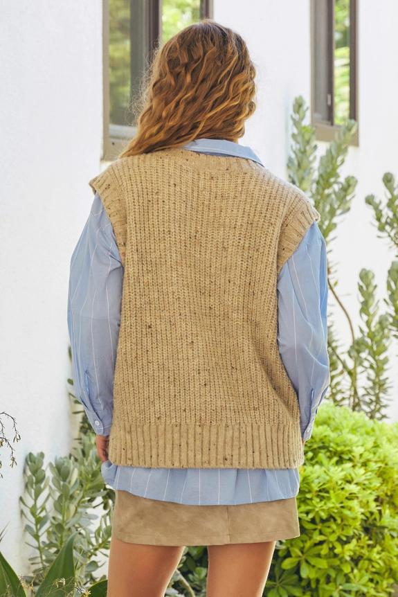 Wheat Heavy Cable Knit Sweater Vest